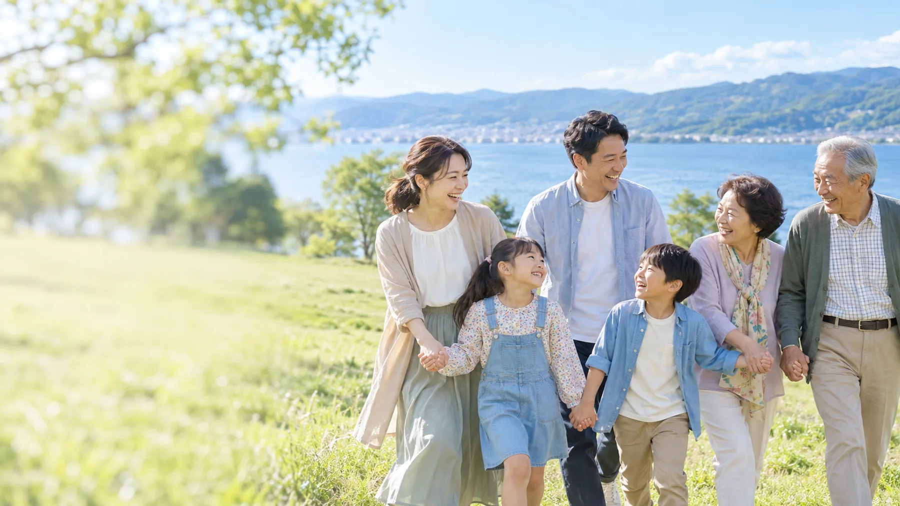 世代の異なる人たちが笑顔で交流するイメージ